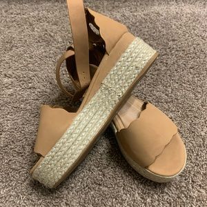 Scalloped platform sandals